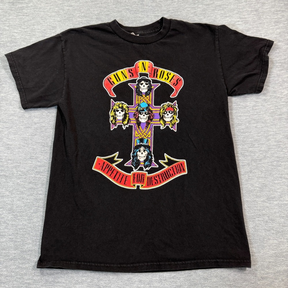 Guns N Roses T-Shirt Men M Black Band Tee Skull Graphic Appetite For Destruction